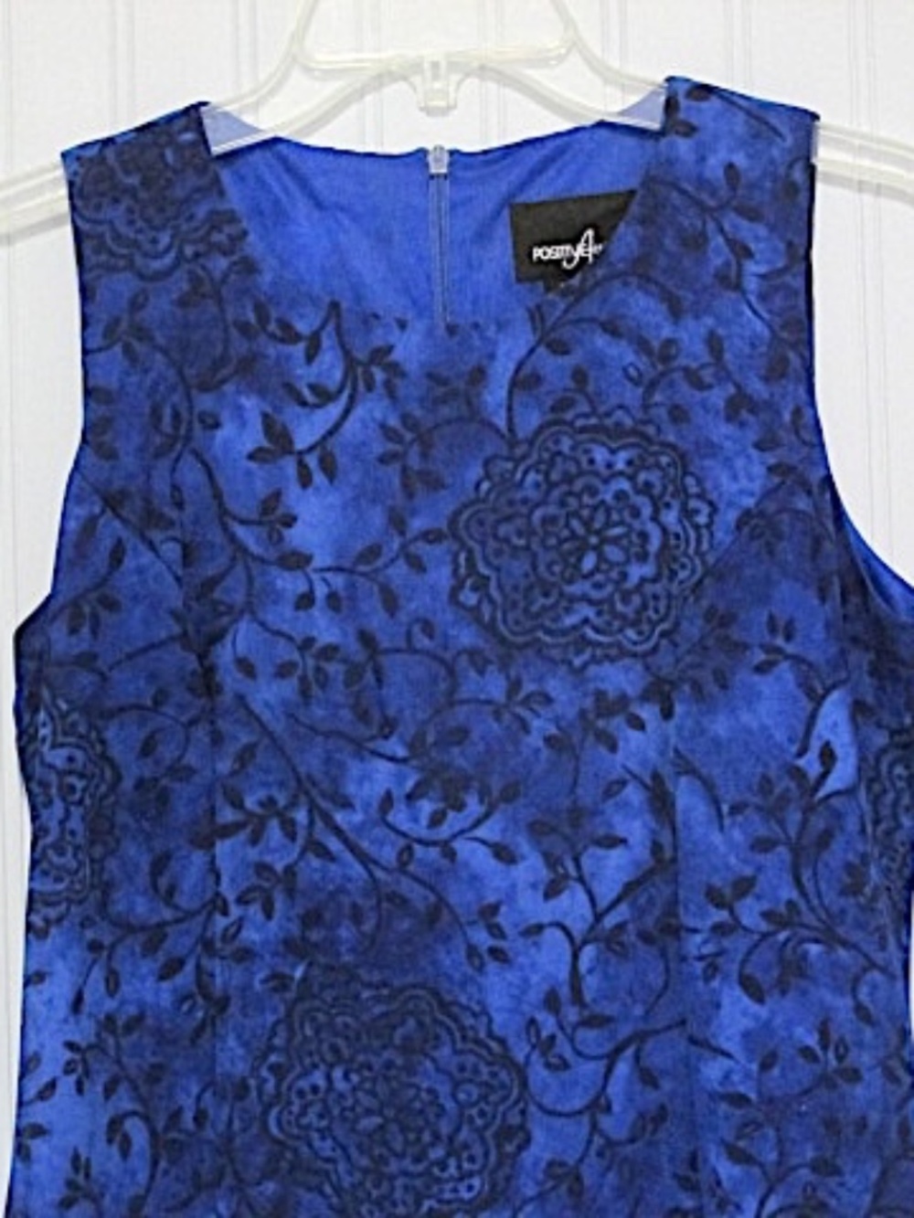 Positive Attitude Sheer Cobalt Blue Fit & Flare Maxi Dress, Size 8P - Picture 4 of 8